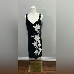 White House Black Market Black Dress with White Floral Design
